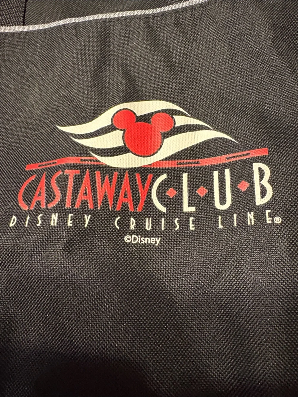 Disney Castaway Club Black and Red Duffel Tote